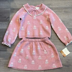 Cynthia Rowley Mauve Pink Knit Top with White Floral Accents